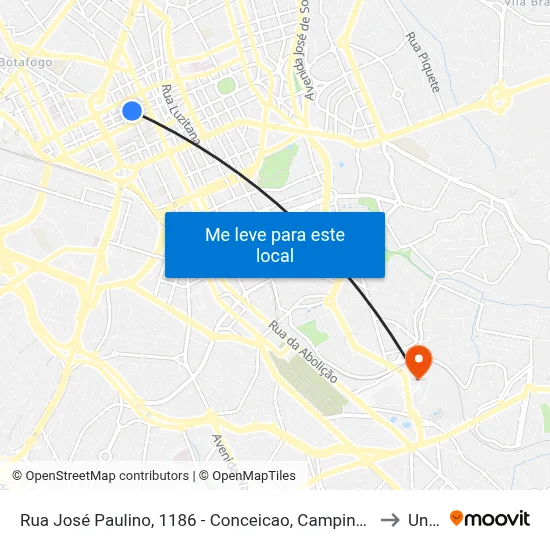 Rua José Paulino, 1186 - Conceicao, Campinas to Unip map