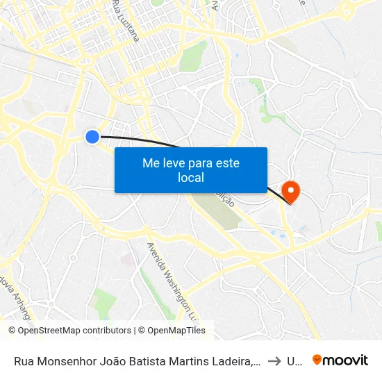 Rua Monsenhor João Batista Martins Ladeira, Campinas to Unip map