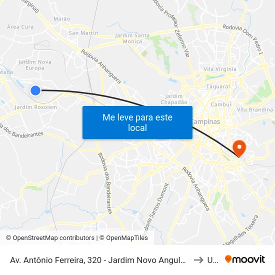 Av. Antônio Ferreira, 320 - Jardim Novo Angulo, Hortolândia to Unip map