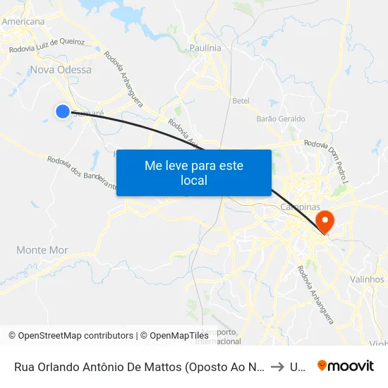Rua Orlando Antônio De Mattos (Oposto Ao Nº 523) to Unip map