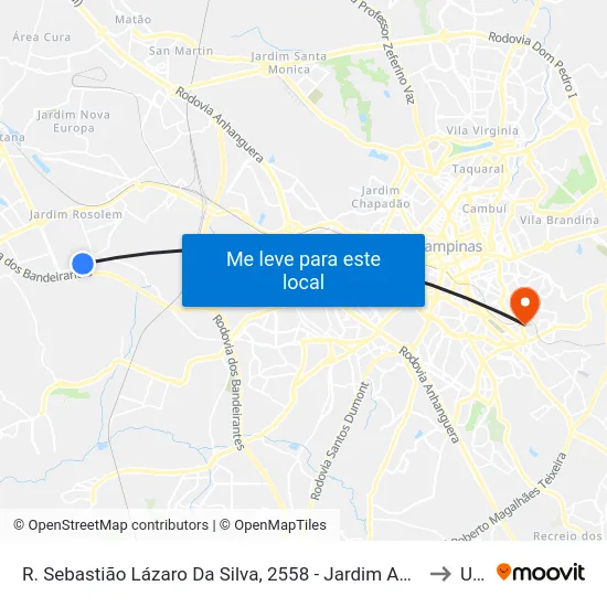 R. Sebastião Lázaro Da Silva, 2558 - Jardim Adelaide, Hortolândia to Unip map