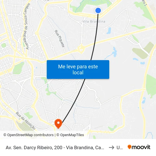 Av. Sen. Darcy Ribeiro, 200 - Via Brandina, Campinas to Unip map