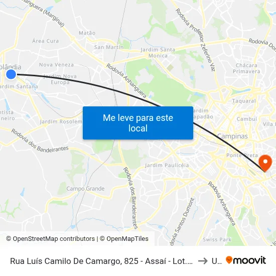 Rua Luís Camilo De Camargo, 825 - Assaí - Lot. Remanso Campineiro, Hortolândia to Unip map