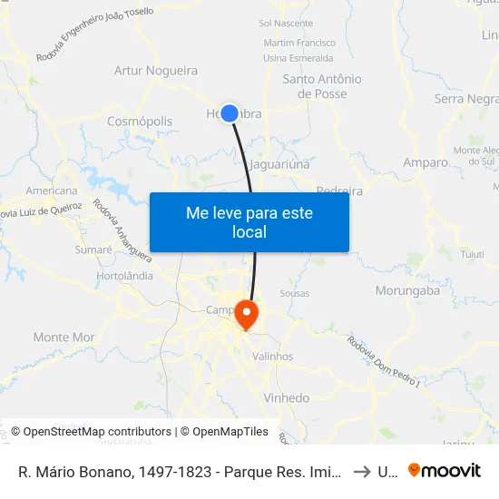 R. Mário Bonano, 1497-1823 - Parque Res. Imigrantes, Holambra to Unip map