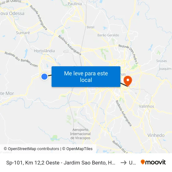 Sp-101, Km 12,2 Oeste - Jardim Sao Bento, Hortolândia to Unip map