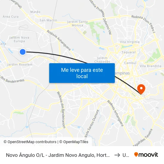 Novo Ângulo O/L - Jardim Novo Angulo, Hortolândia to Unip map