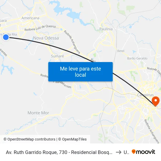 Av. Ruth Garrido Roque, 730 - Residencial Bosque Das Árvores, Santa Bárbara D'Oeste to Unip map