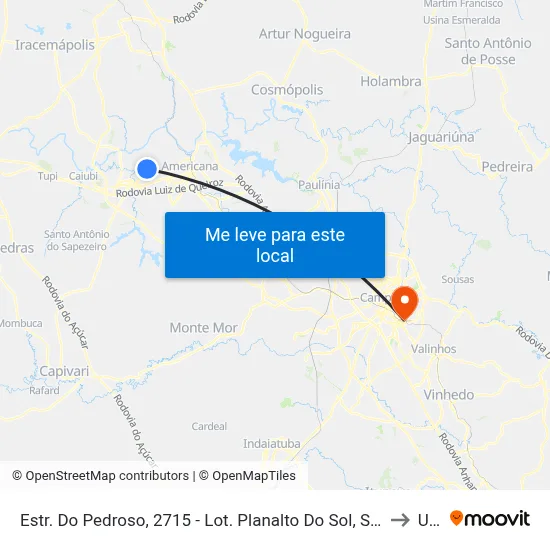 Estr. Do Pedroso, 2715 - Lot. Planalto Do Sol, Santa Bárbara D'Oeste to Unip map