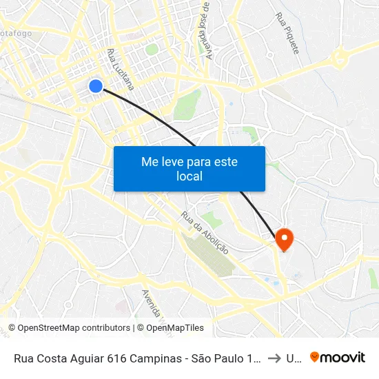 Rua Costa Aguiar 616 Campinas - São Paulo 13010-061 Brasil to Unip map