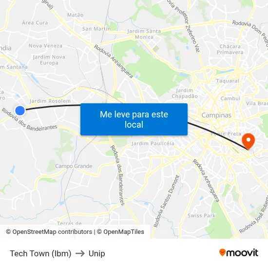 Tech Town (Ibm) to Unip map