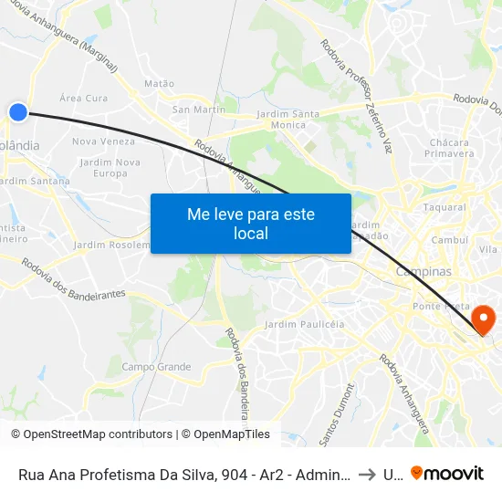 Rua Ana Profetisma Da Silva, 904 - Ar2 - Administracao Regional D, Sumaré to Unip map