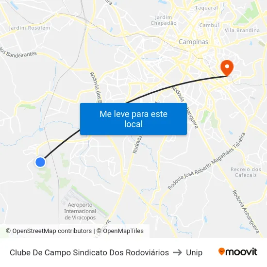 Clube De Campo Sindicato Dos Rodoviários to Unip map