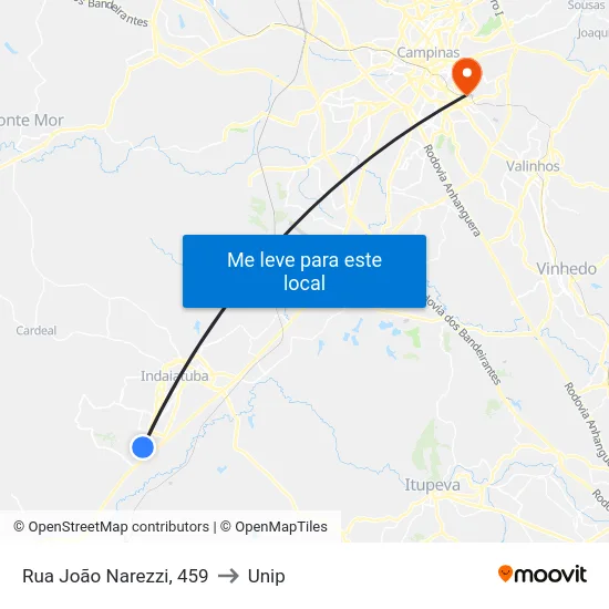 Rua João Narezzi, 459 to Unip map