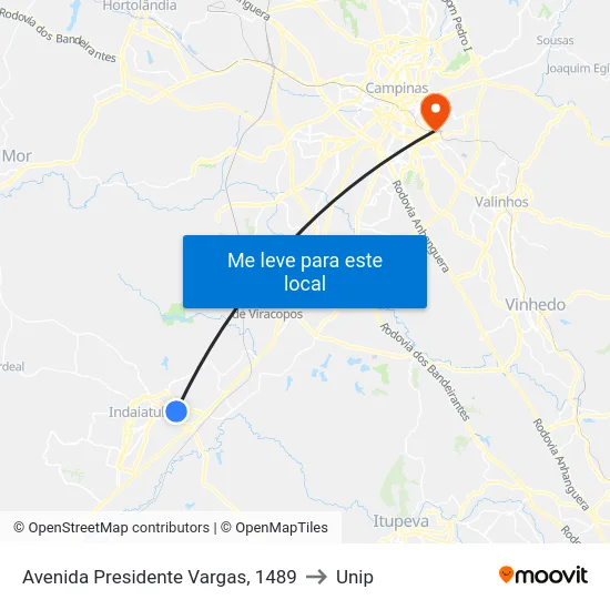 Avenida Presidente Vargas, 1489 to Unip map