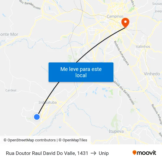 Rua Doutor Raul David Do Valle, 1431 to Unip map