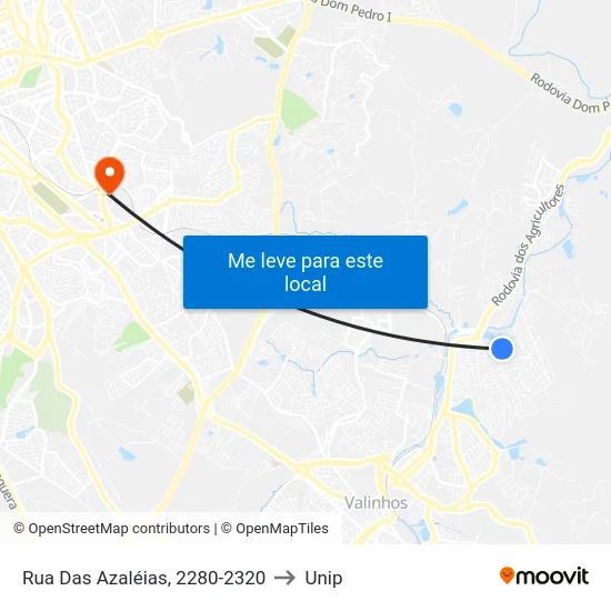 Rua Das Azaléias, 2280-2320 to Unip map