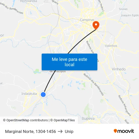 Marginal Norte, 1304-1456 to Unip map