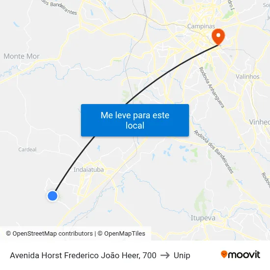 Avenida Horst Frederico João Heer, 700 to Unip map