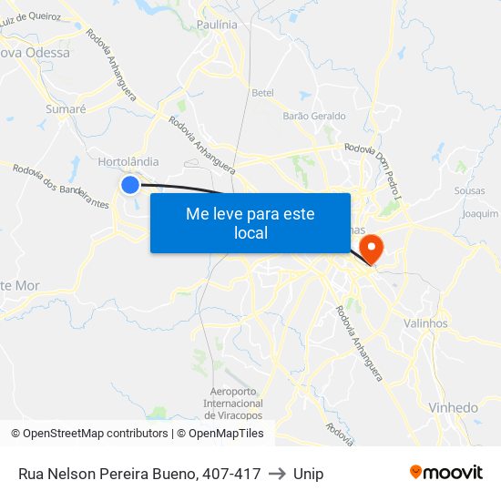 Rua Nelson Pereira Bueno, 407-417 to Unip map