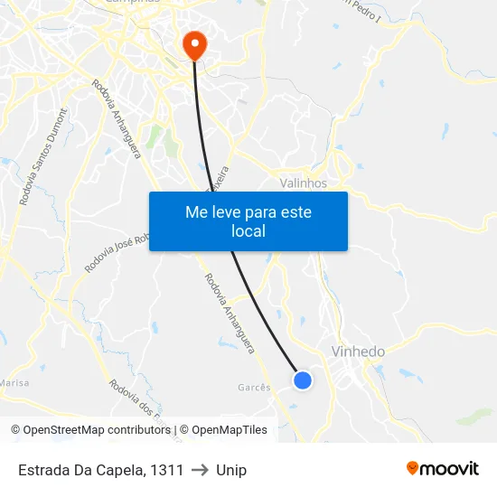Estrada Da Capela, 1311 to Unip map