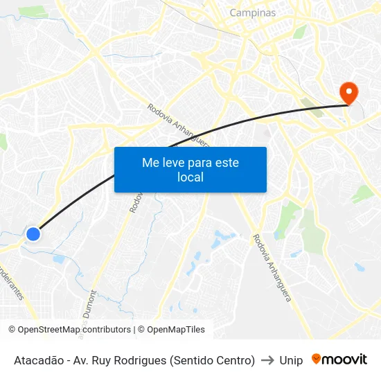 Atacadão - Av. Ruy Rodrigues (Sentido Centro) to Unip map
