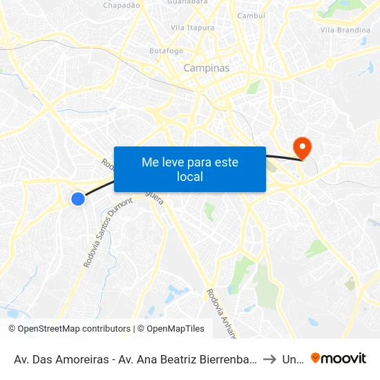 Av. Das Amoreiras - Av. Ana Beatriz Bierrenbach to Unip map