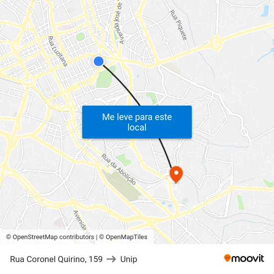 Rua Coronel Quirino, 159 to Unip map