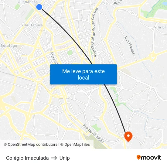 Colégio Imaculada to Unip map