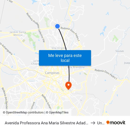 Avenida Professora Ana Maria Silvestre Adade,  233 to Unip map