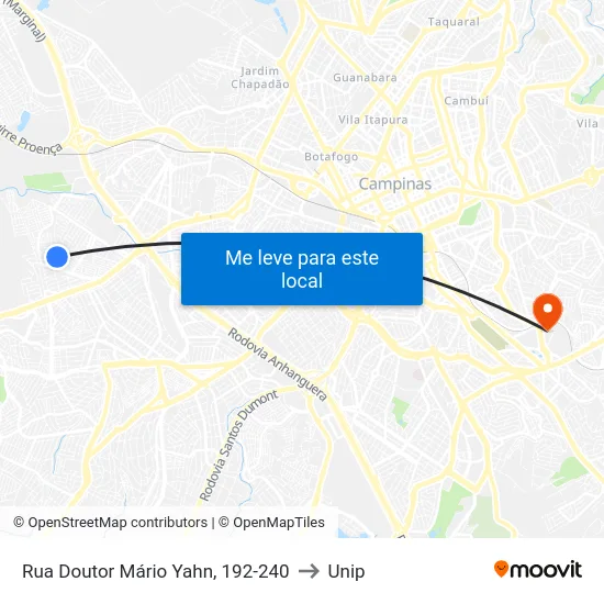 Rua Doutor Mário Yahn, 192-240 to Unip map