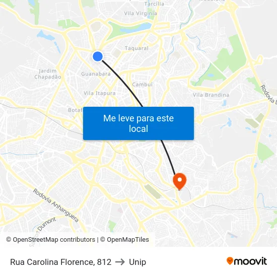 Rua Carolina Florence, 812 to Unip map