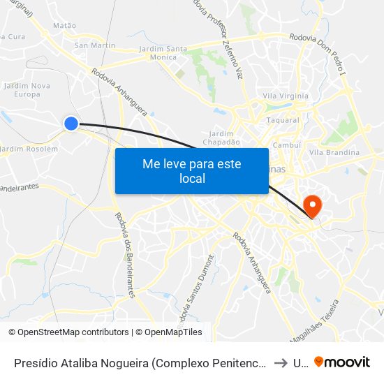 Presídio Ataliba Nogueira (Complexo Penitenciário Campinas-Hortolândia) to Unip map