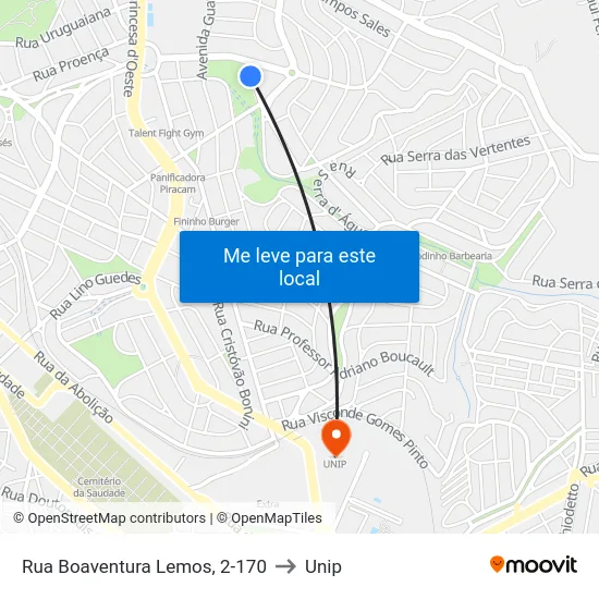 Rua Boaventura Lemos,  2-170 to Unip map