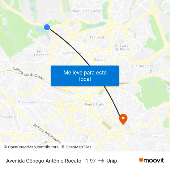 Avenida Cônego Antônio Rocato -  1-97 to Unip map