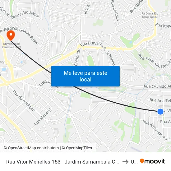 Rua Vitor Meirelles 153 - Jardim Samambaia Campinas - SP 13046-545 Brasil to Unip map