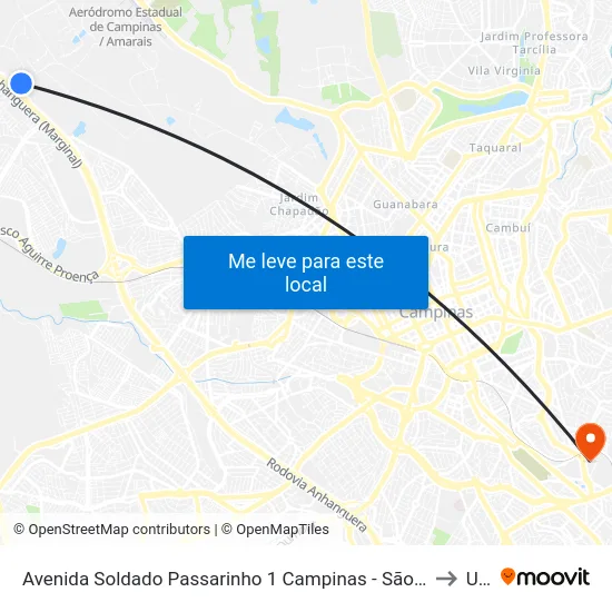 Avenida Soldado Passarinho 1 Campinas - São Paulo 13070-115 Brasil to Unip map