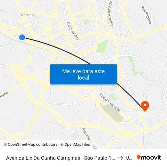Avenida Lix Da Cunha Campinas - São Paulo 13035 Brasil to Unip map