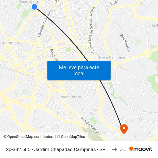 Sp-332 505 - Jardim Chapadão Campinas - SP 13070-178 Brasil to Unip map
