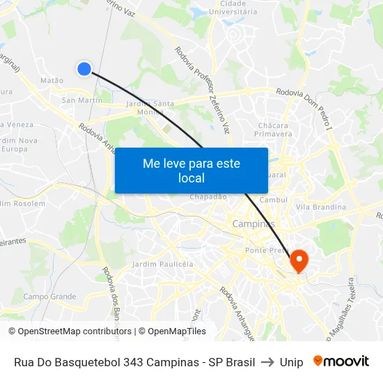 Rua Do Basquetebol 343 Campinas - SP Brasil to Unip map