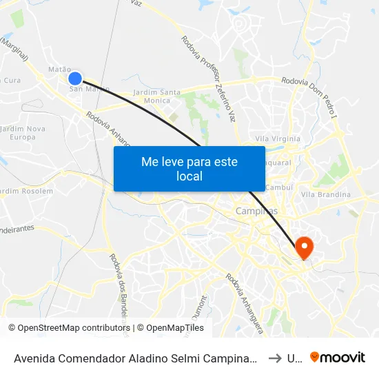 Avenida Comendador Aladino Selmi Campinas - São Paulo Brasil to Unip map