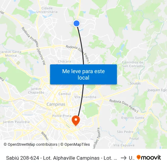 Sabiú 208-624 - Lot. Alphaville Campinas - Lot. Alphaville Campinas Campinas - SP 13098 Brasil to Unip map
