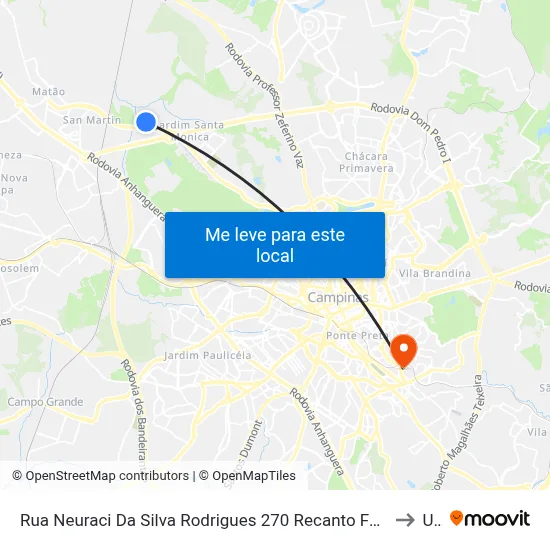 Rua Neuraci Da Silva Rodrigues 270 Recanto Fortuna Campinas - SP 13082-574 Brasil to Unip map