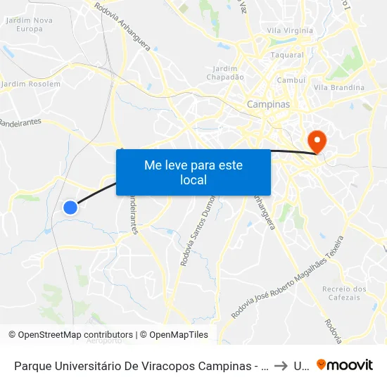 Parque Universitário De Viracopos Campinas - SP 13056-467 Brasil to Unip map