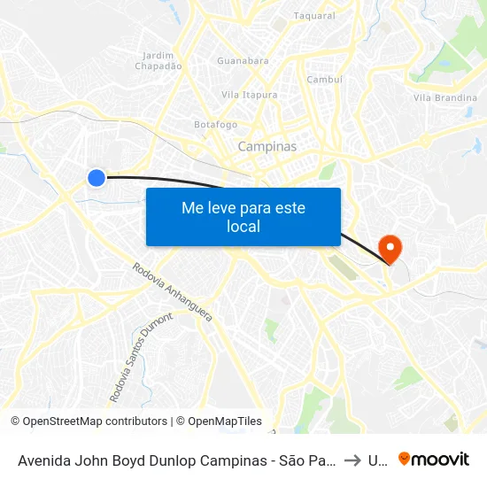 Avenida John Boyd Dunlop Campinas - São Paulo 13034 Brasil to Unip map