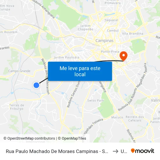 Rua Paulo Machado De Moraes Campinas - São Paulo Brasil to Unip map