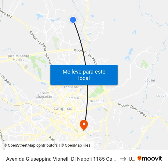 Avenida Giuseppina Vianelli Di Napoli 1185 Campinas - São Paulo 13086 Brasil to Unip map