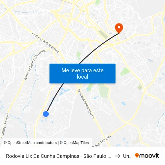 Rodovia Lix Da Cunha Campinas - São Paulo Brasil to Unip map