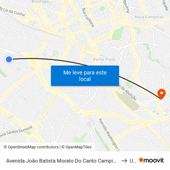 Avenida João Batista Morato Do Canto Campinas - São Paulo 13031 Brasil to Unip map