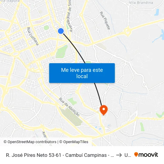 R. José Píres Neto 53-61 - Cambuí Campinas - SP 13025-170 Brasil to Unip map