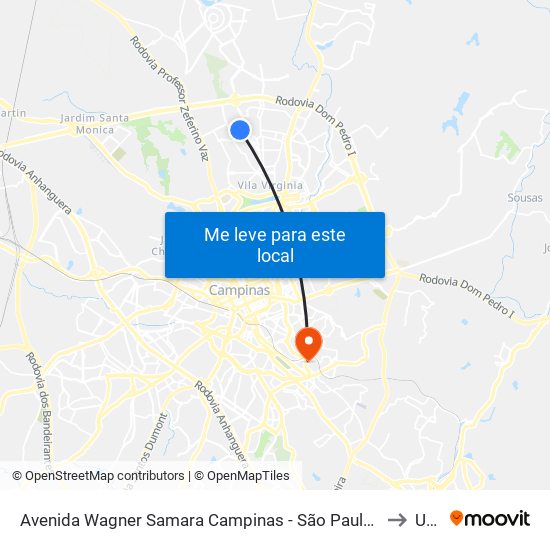 Avenida Wagner Samara Campinas - São Paulo 13081 Brasil to Unip map